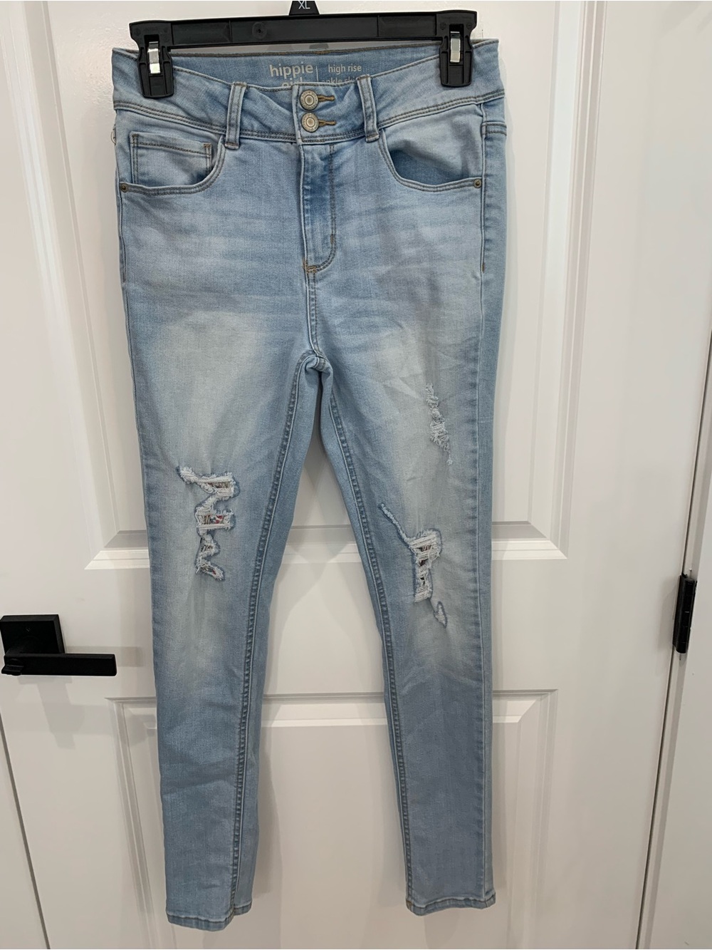 Hippie Girl Light Blue Distressed High-Rise Jeans